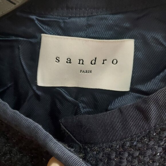 Sandro Black Pearl Button Sparkle Cardigan Jacket - Picture 3 of 9